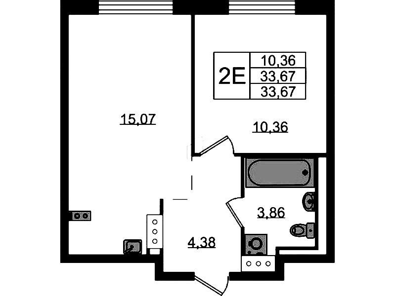 1-комнатная квартира 33.67 м², 5/13 эт., ЖК «Квартал Торики»